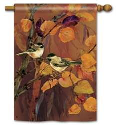 Autumn Chickadees Standard House Flag