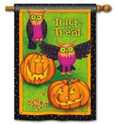 Trick or Treat Owls BreezeArt House Flag Trick or Treat Owls BreezeArt House Flag