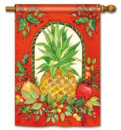 Holiday Pineapple BreezeArt House Flag Holiday Pineapple BreezeArt House Flag