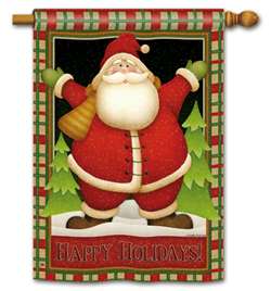 Plaid Santa BreezeArt House Flag