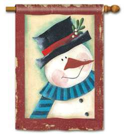 Peeking Snowman BreezeArt Standard House Flag