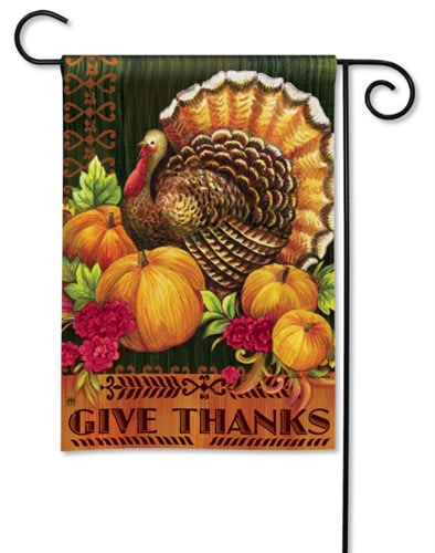 Give Thanks Turkey BreezeArt Decorative Garden Flag