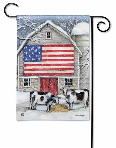 Winter Barn BreezeArt Garden Flag