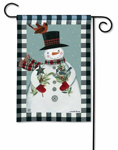 Holly Snowman BreezeArt Garden Flag