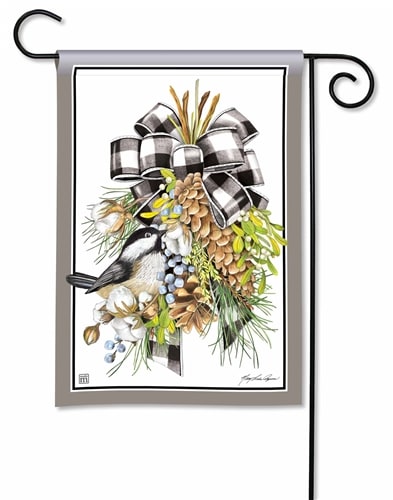 Chickadee and Checks BreezeArt Garden Flag