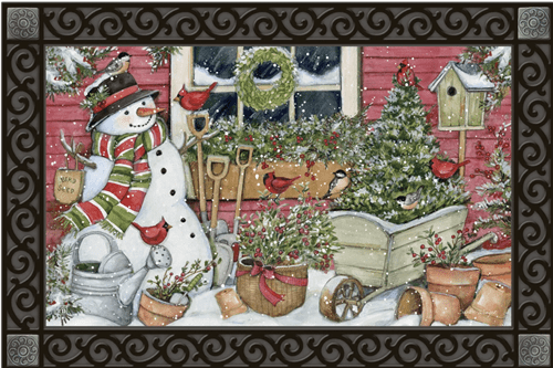 Garden Snowman MatMates Decorative Doormat