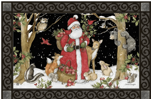 Forest Animals with Santa MatMates Decorative Doormat