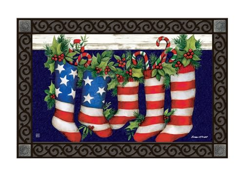 Patriotic Stockings MatMates Decorative Doormat