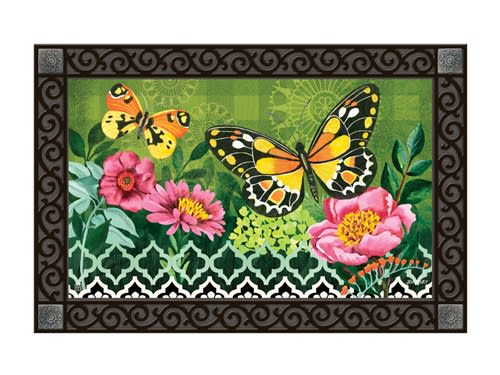 Butterflies with Pink Flowers MatMates Decorative Doormat