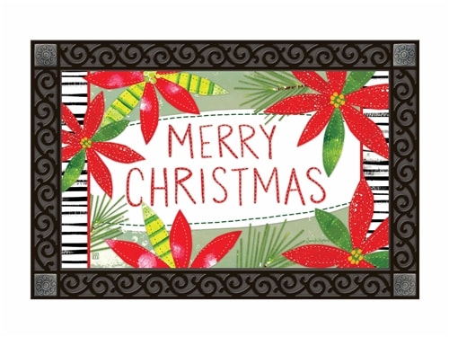 Holly Jolly Poinsettias MatMates Decorative Doormat