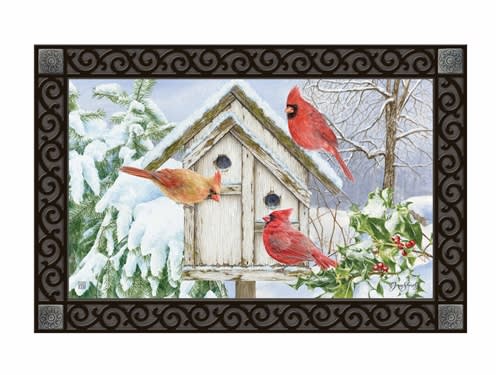 Cardinal Birdhouse  MatMates Decorative Doormat