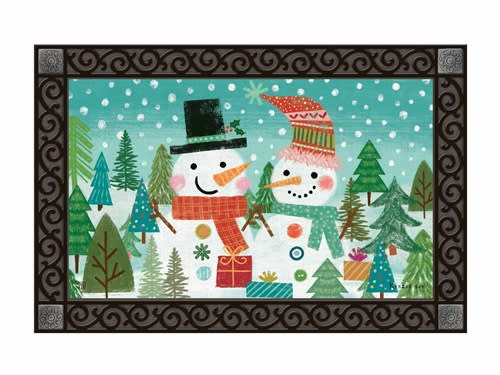 Snow Couple MatMates Decorative Doormat