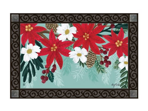 Poinsettia Bloom MatMates Decorative Doormat