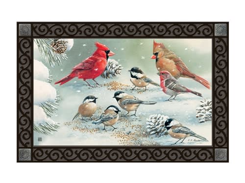 Winter Bird Feeding MatMates Decorative Doormat