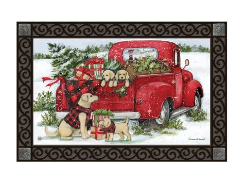 Christmas Puppies MatMates Decorative Doormat