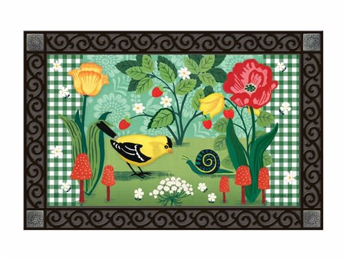 Gingham Goldfinch MatMates Decorative Doormat