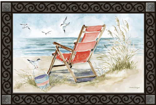Red Beach Chair MatMates Decorative Doormat