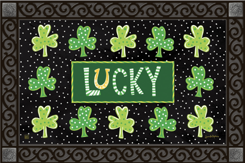 Lucky Horse Shoe & Shamrocks MatMates Decorative Doormat