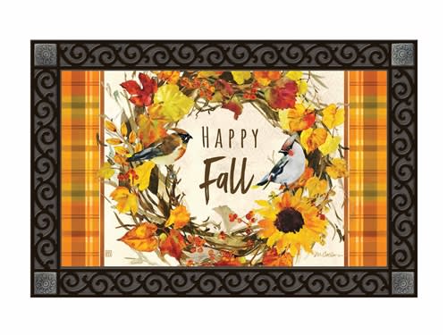 Happy Fall Wreath MatMates Decorative Doormat