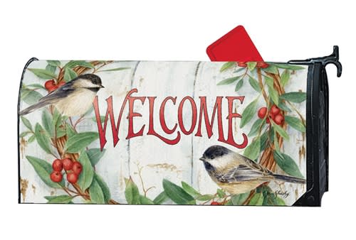 Chickadee Wreath Large MailWraps Mailbox Cover
