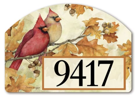 Cardinals in Fall Oak Leaves Yard DeSigns Magnetic Art