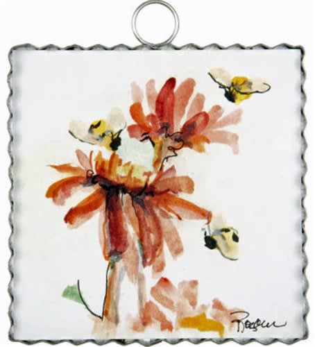 RTC Gallery Mini Bee 's and Zinnias Print