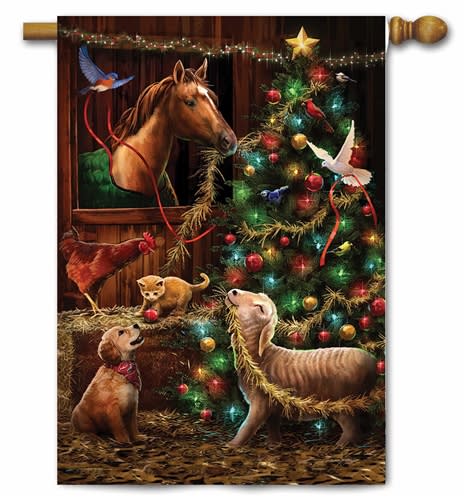 Christmas Barn Decorative House Flag