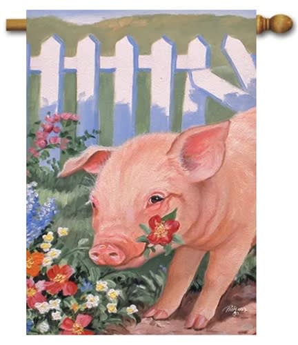 Piggin' Out Decorative House Flag