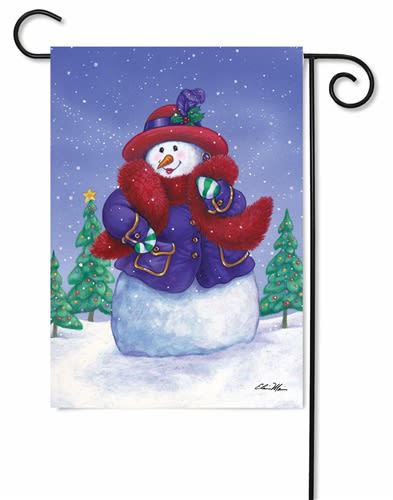 Red Hat Snowlady Decorative Garden Flag