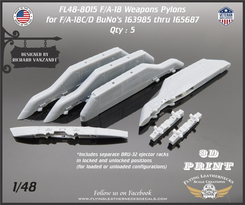 FL48-8015 1005/1043 F/A-18C/D pylons for BuNo's 163985 thru 165687 (F/A-18A++) FL48-8015 1005/1043 F/A-18C/D pylons for BuNo's 163985 thru 165687 (F/A-18A++)