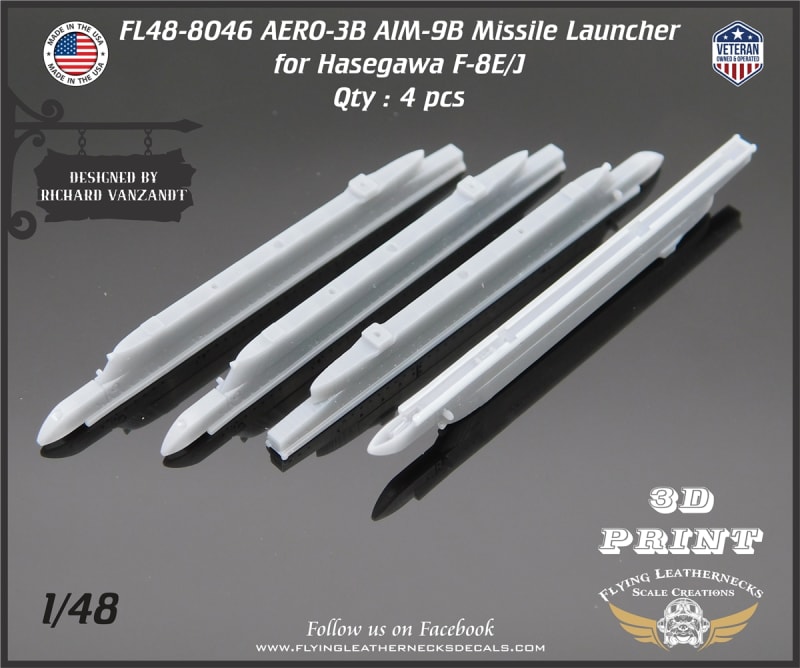 FL48-8046 AERO-3B AIM-9B missile launcher For Hasegawa F-8E/J