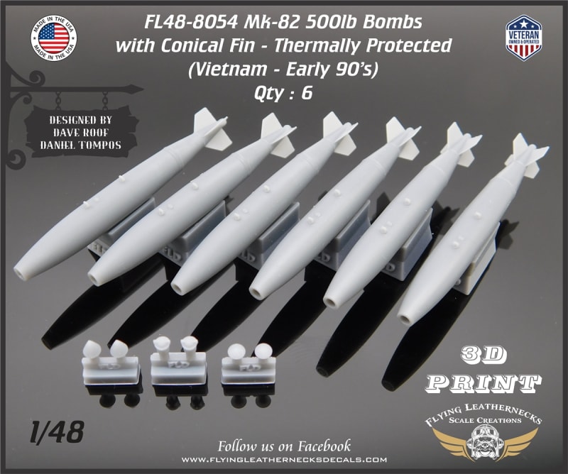 FL48-8054 Mk-82 Thermally Protected 500lb Bomb with Conical Fin - Vietnam to Early 90's FL48-8054 Mk-82 Thermally Protected 500lb Bomb with Conical Fin - Vietnam to Early 90's