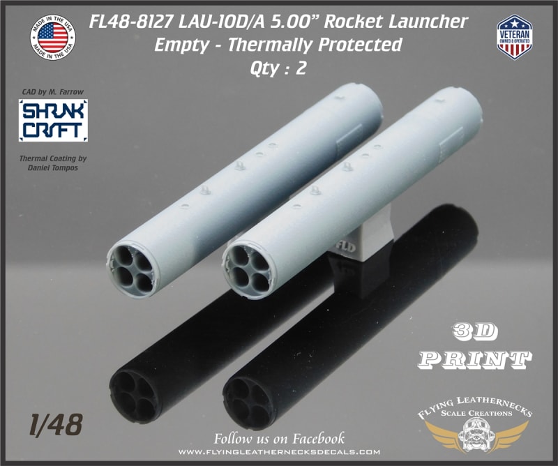 FL48-8127 1/48 LAU-10D/A 5.00'' Rocket Launcher Thermally Protected Empty