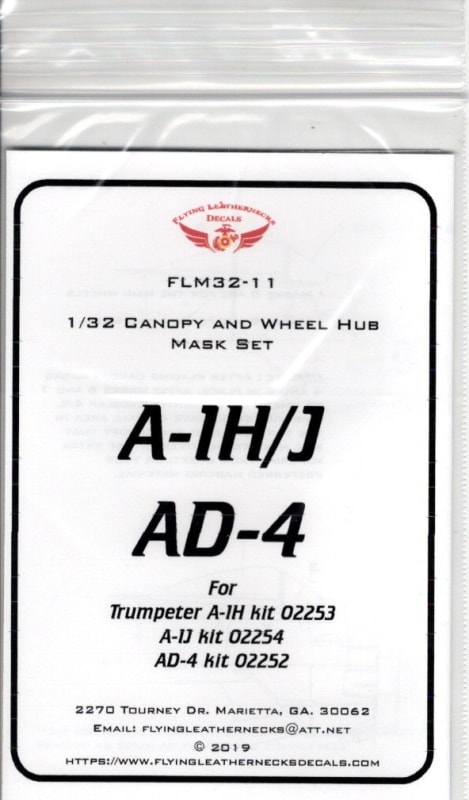 FLM32-11 A-1H/J, AD-4 Canopy/Wheel Mask for Trumpeter