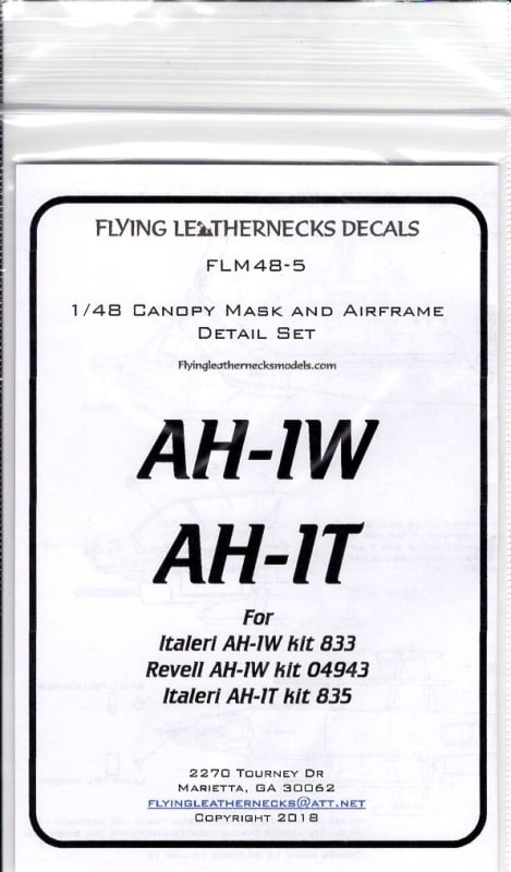 FLM48-05 AH-1W/T Canopy/Wheel Mask Italeri