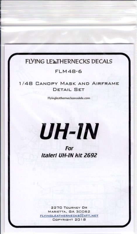 FLM48-06 UH-1N Canopy/Wheel Mask Italeri