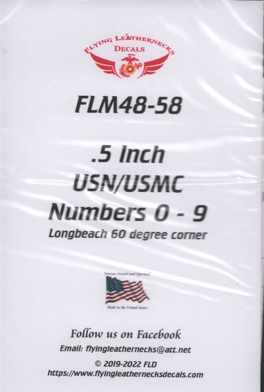 FLM48-58 .5 inch USN/USMC Numbers 0-9, Longbeach 60 degree corners