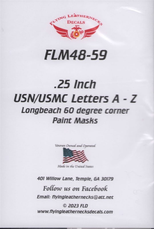 FLM48-59 .25 inch USN/USMC Letters A-Z, Longbeach 60 degree corners