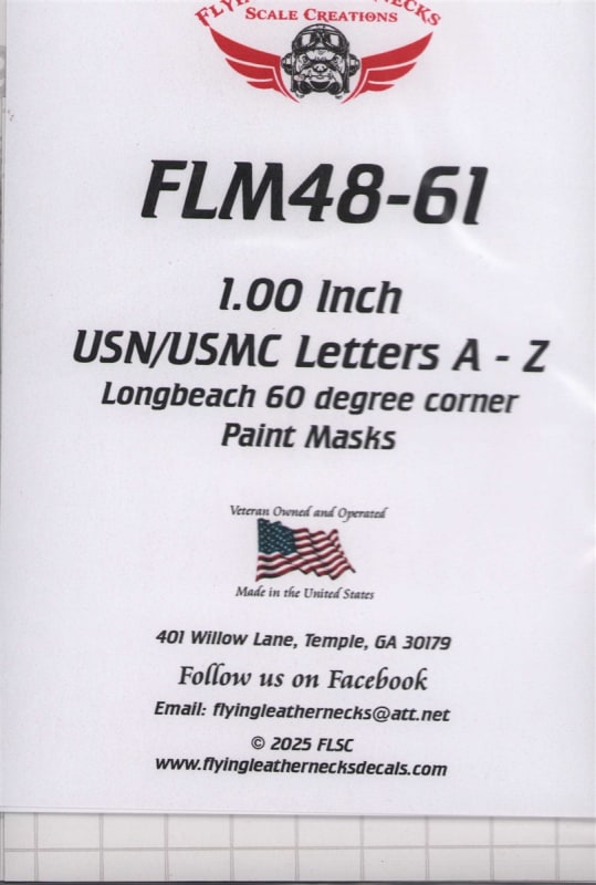 FLM48-61 1.0 inch USN/USMC Letters A-Z, Longbeach 60 degree corners