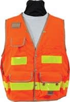 SECO Survey Safety Utility Vest Snap Front - Flo Orange