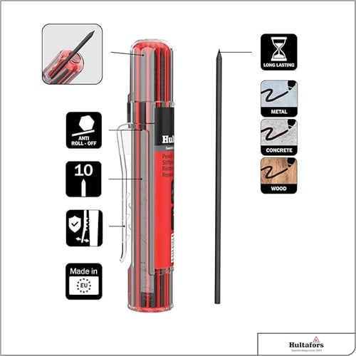 Hultafors Dry Marker Graphite Pencil Refill Pack of 10
