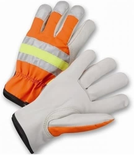 Hi Vis Top Grain Leather Driver Gloves