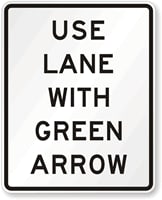 Use lane with green arrow