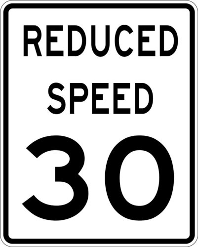 Reduced speed 30 mph