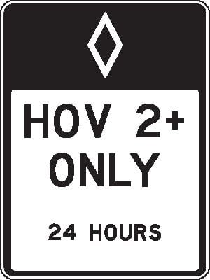HOV 2+ only 24 hours