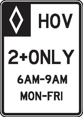 HOV 2+ 6am-9am only