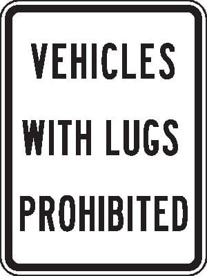Vehicles with lugs prohibited