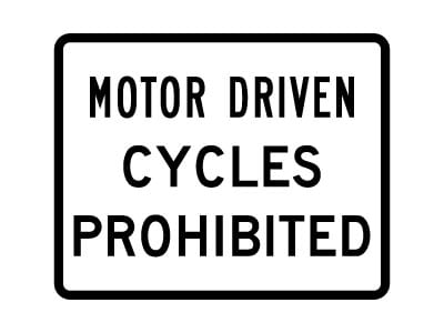 Motor driven cycles prohibited
