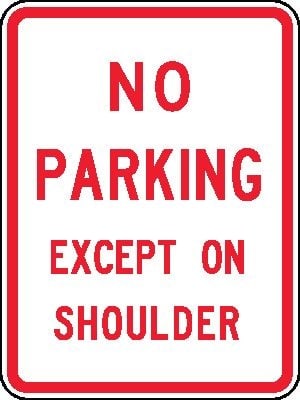 No parking except on shoulder