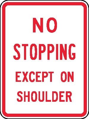 No stopping except on shoulder